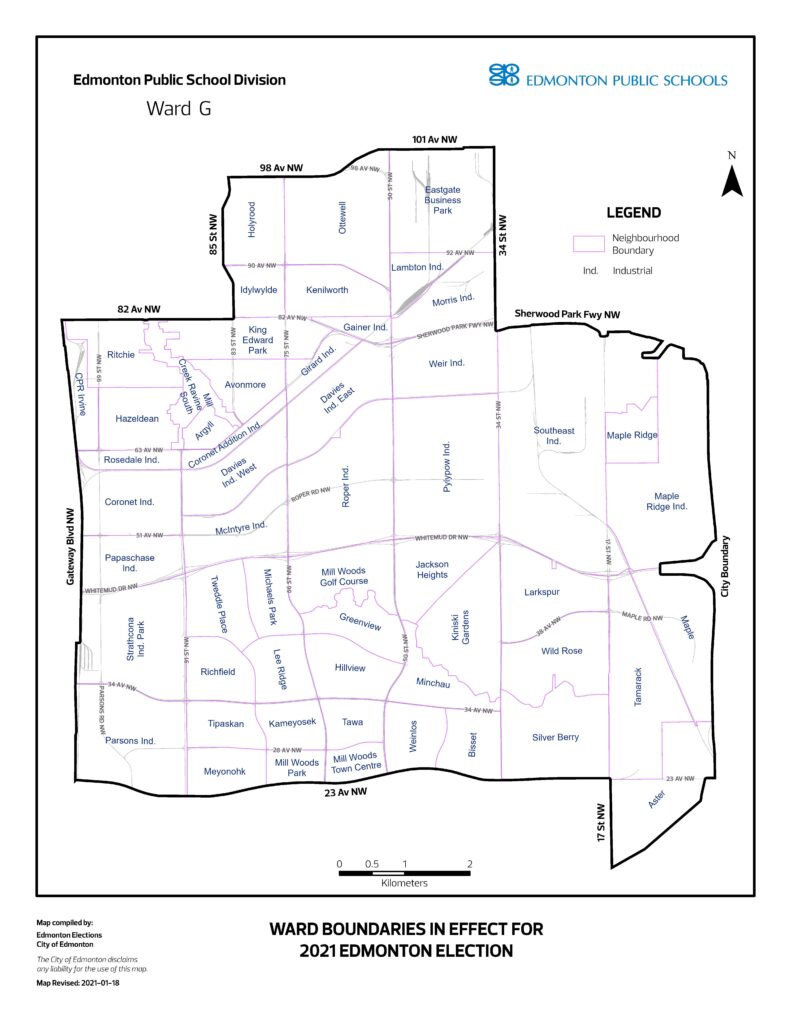 map of neighbourhoods in WARD G